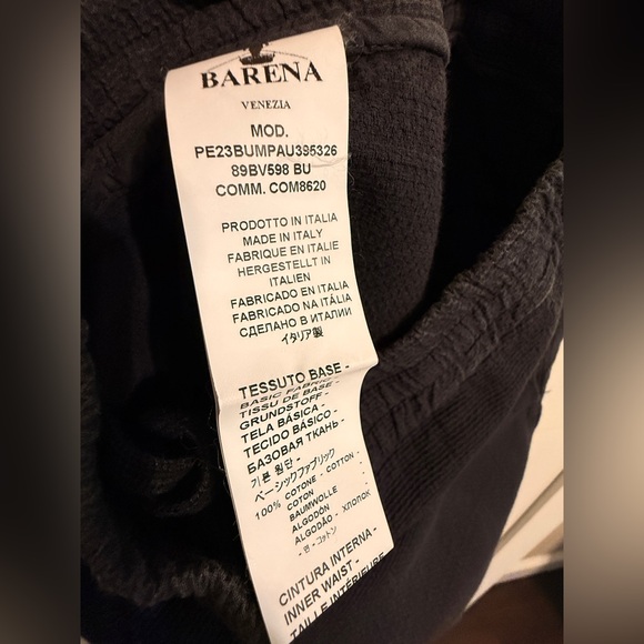 BARENA Venezia Pants Drawstring Waist Dark Charcoal Grey/Black Size 50 Italy - Picture 5 of 5